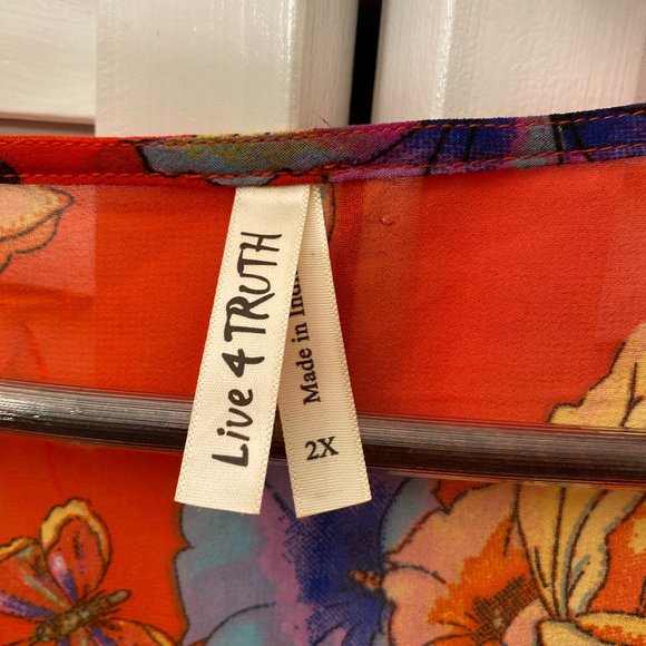Live 4 Truth Kimono, orange red floral 2X - Picture 6 of 8